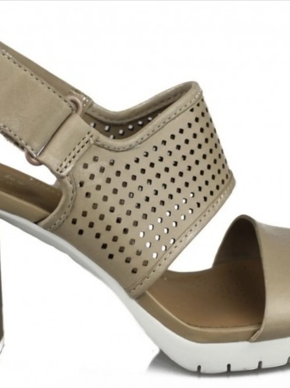 Clarks Women's Neutral Gray Block Heel Sandals